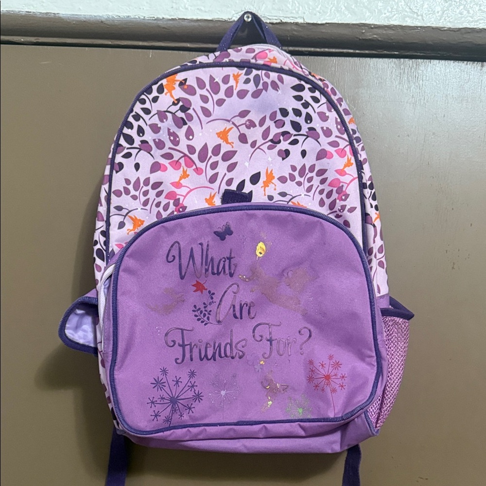 Purple Kids Backpack with Leaf Design